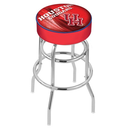 Holland Bar Stool Co 30" 4" Houston Cushion Seat, Double-Ring Chrome Swivel Bar Stool L7C130Houston-D2